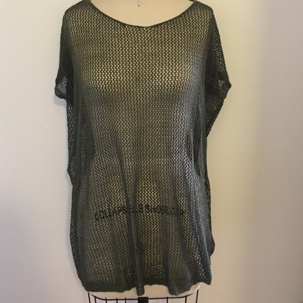 Millau Olive Green Mesh Sweater